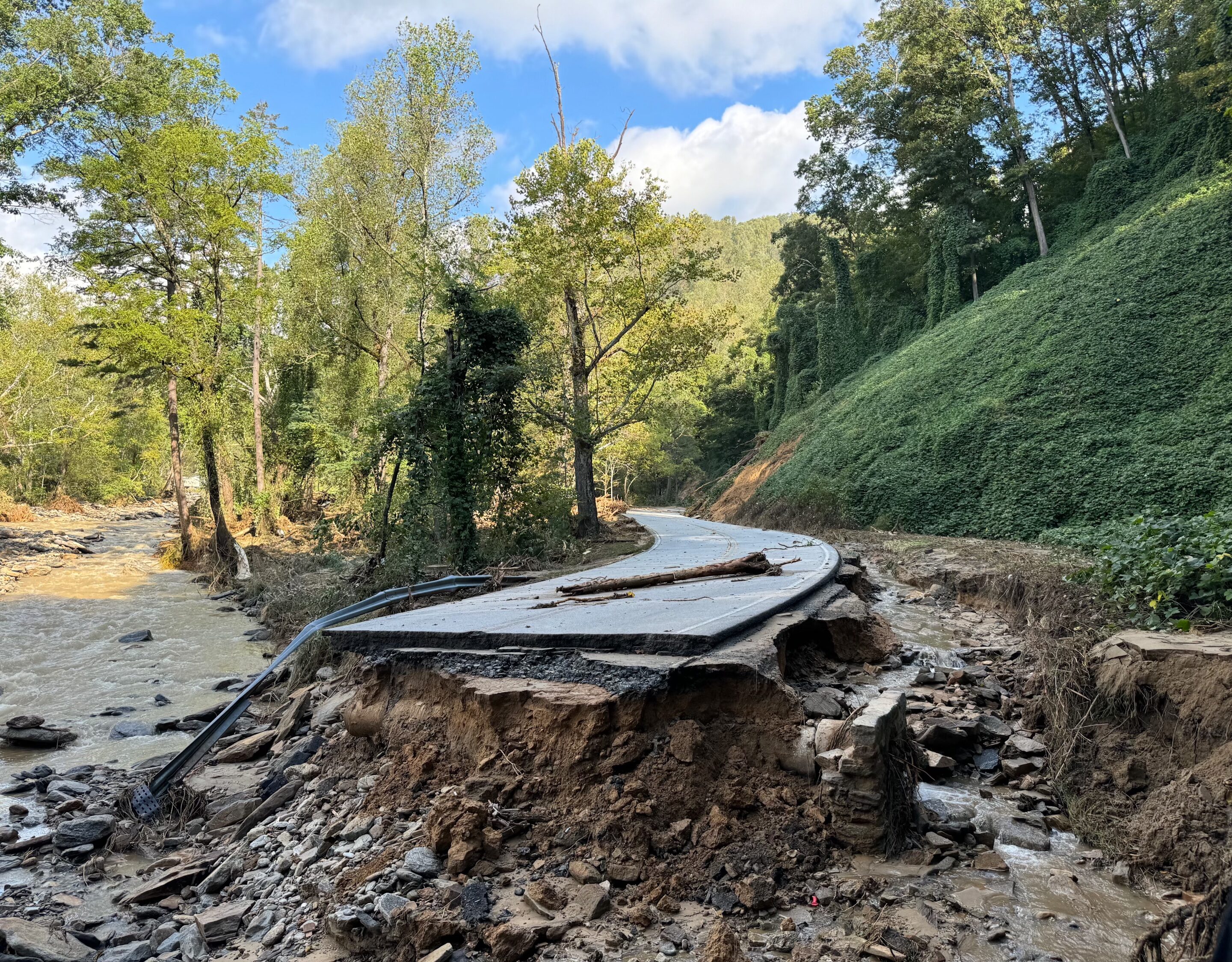 A washed out road