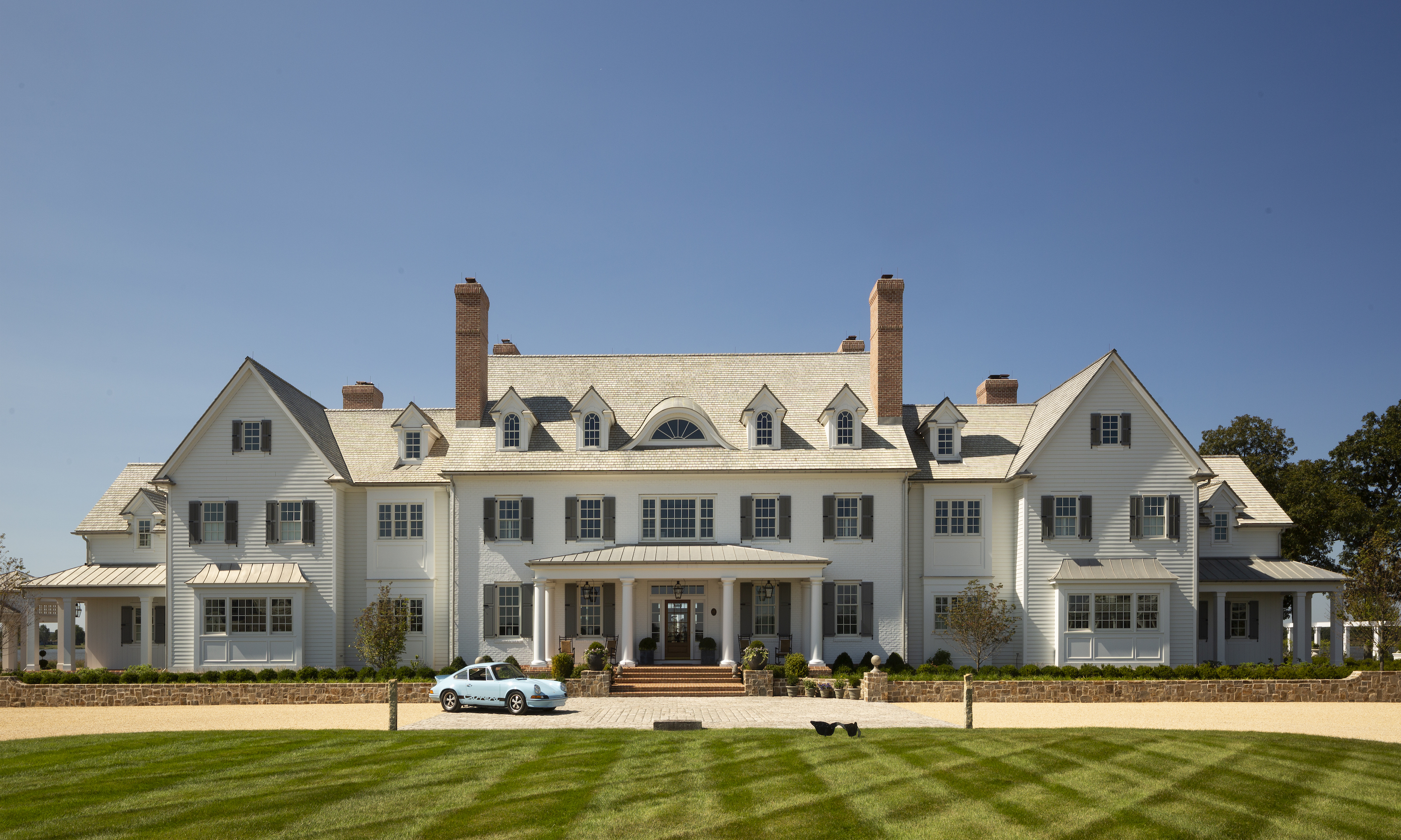 A large white country mansion