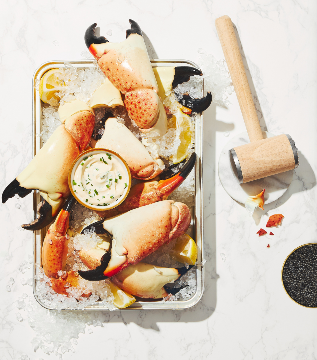 A tray of stone crab claws