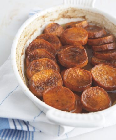 Bourbon Sweet potatoes in a baking dish