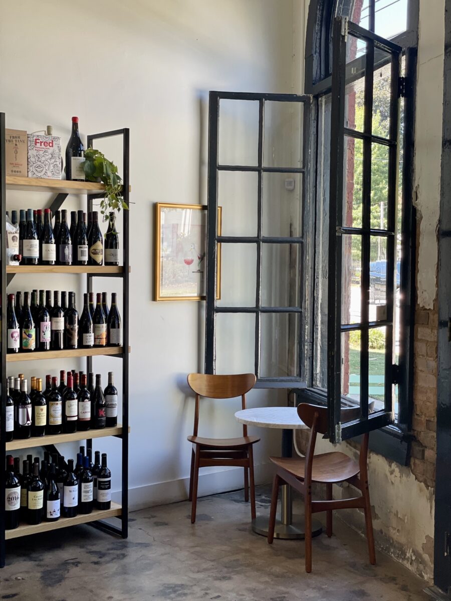 A corner of a wine store
