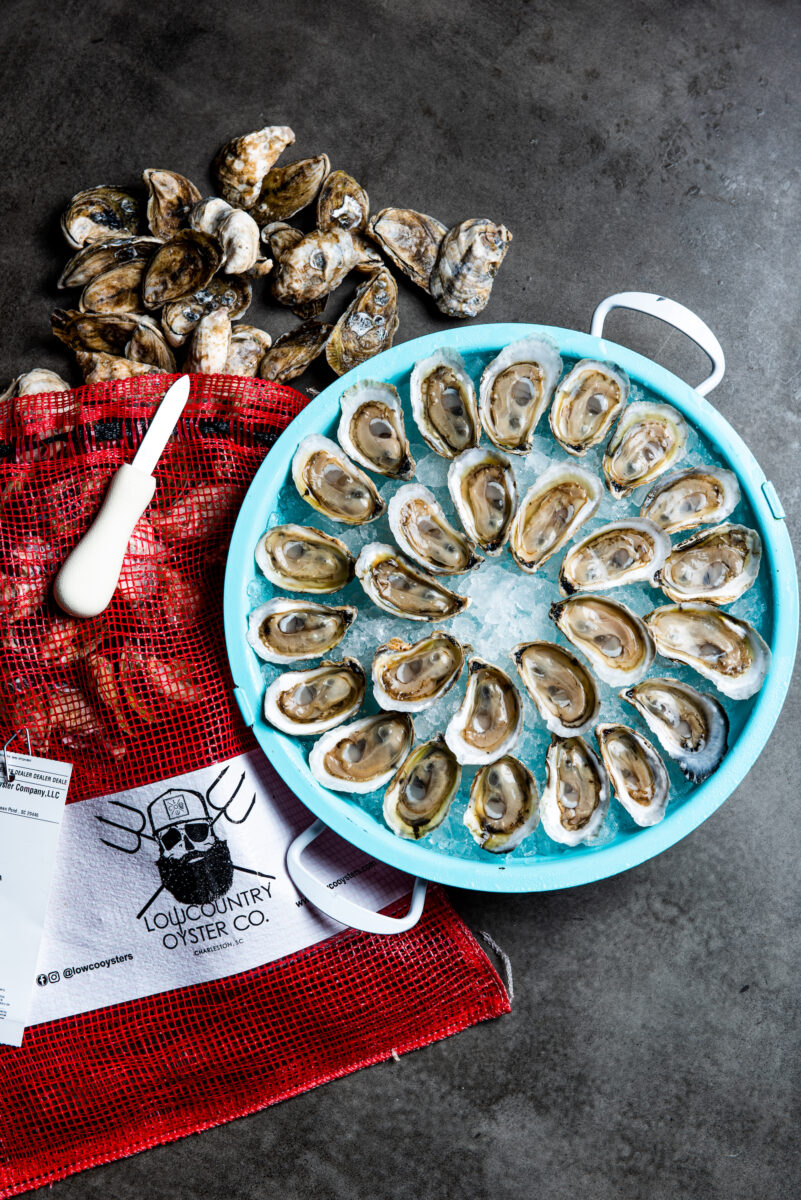 A platter of oysters on ice