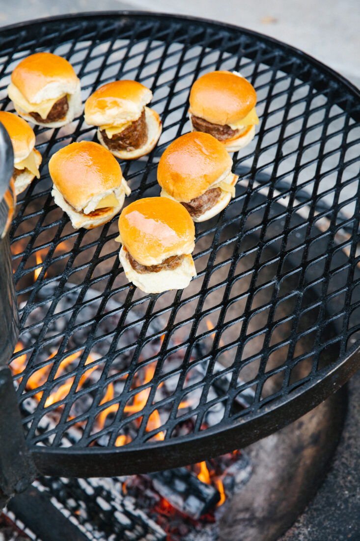 Meatloaf sliders with bacon-tomato jam and smoked gouda.
