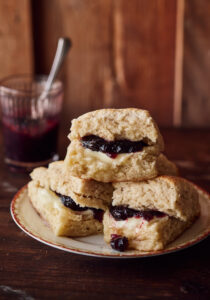 Biscuits on a plate with jelly