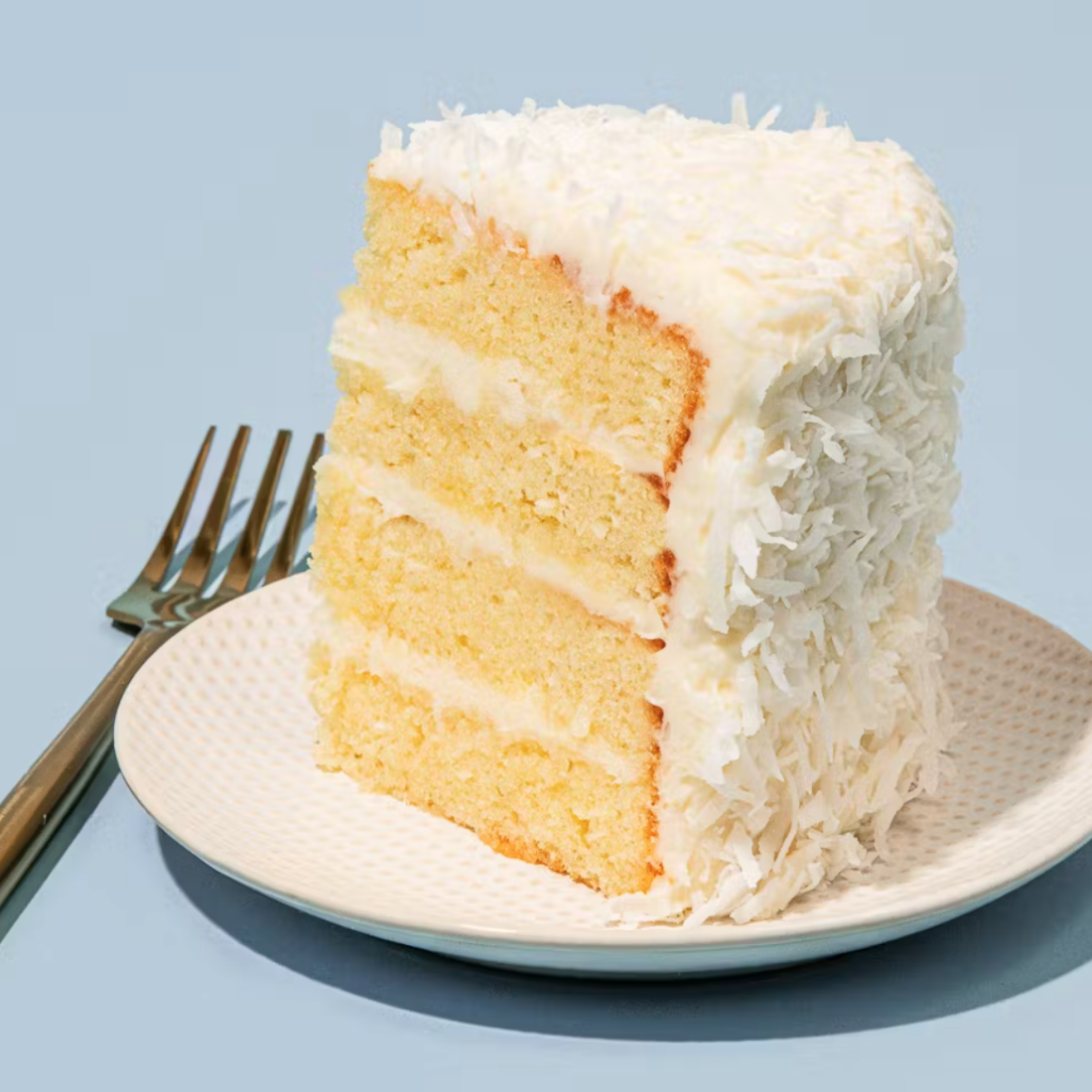 A slice of coconut cake