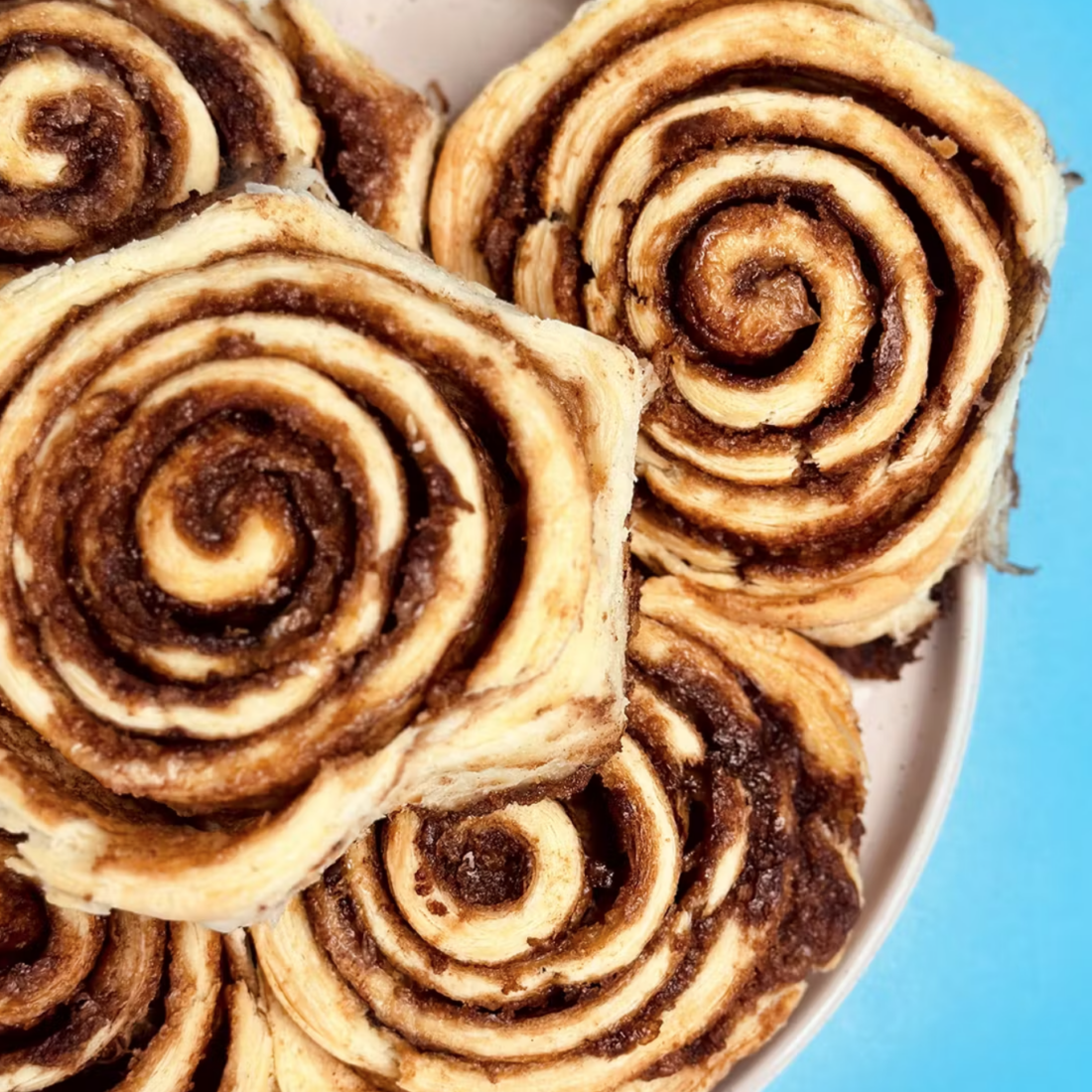 A plate of cinnamon rolls