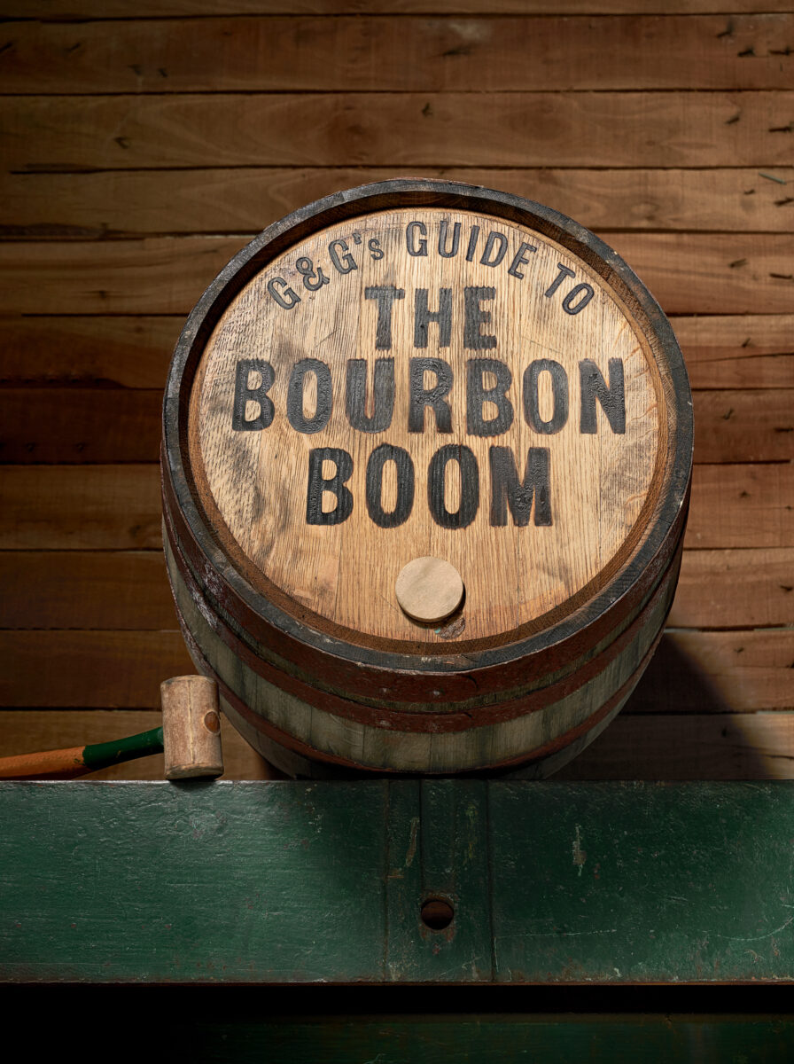 A branded bourbon barrel