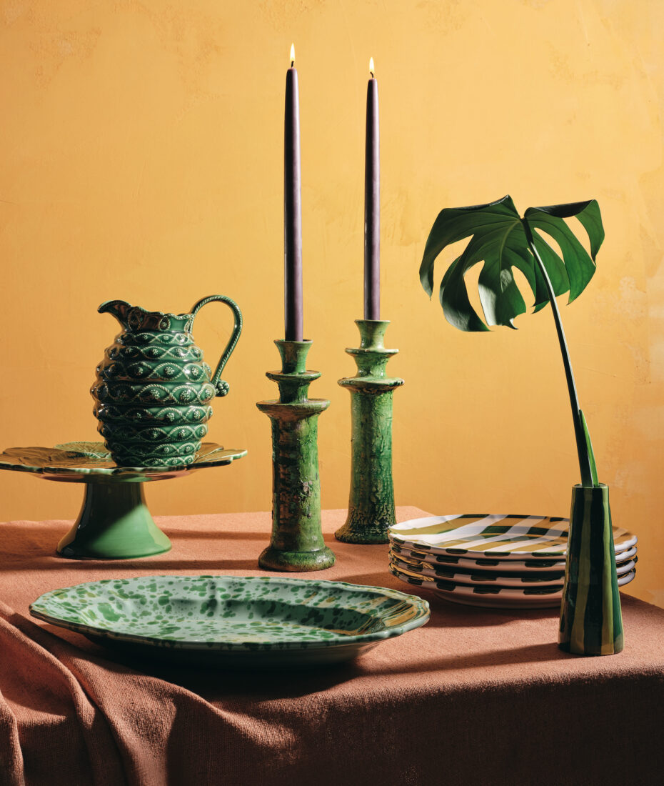 An assemblage of ceramic dishes and tableware