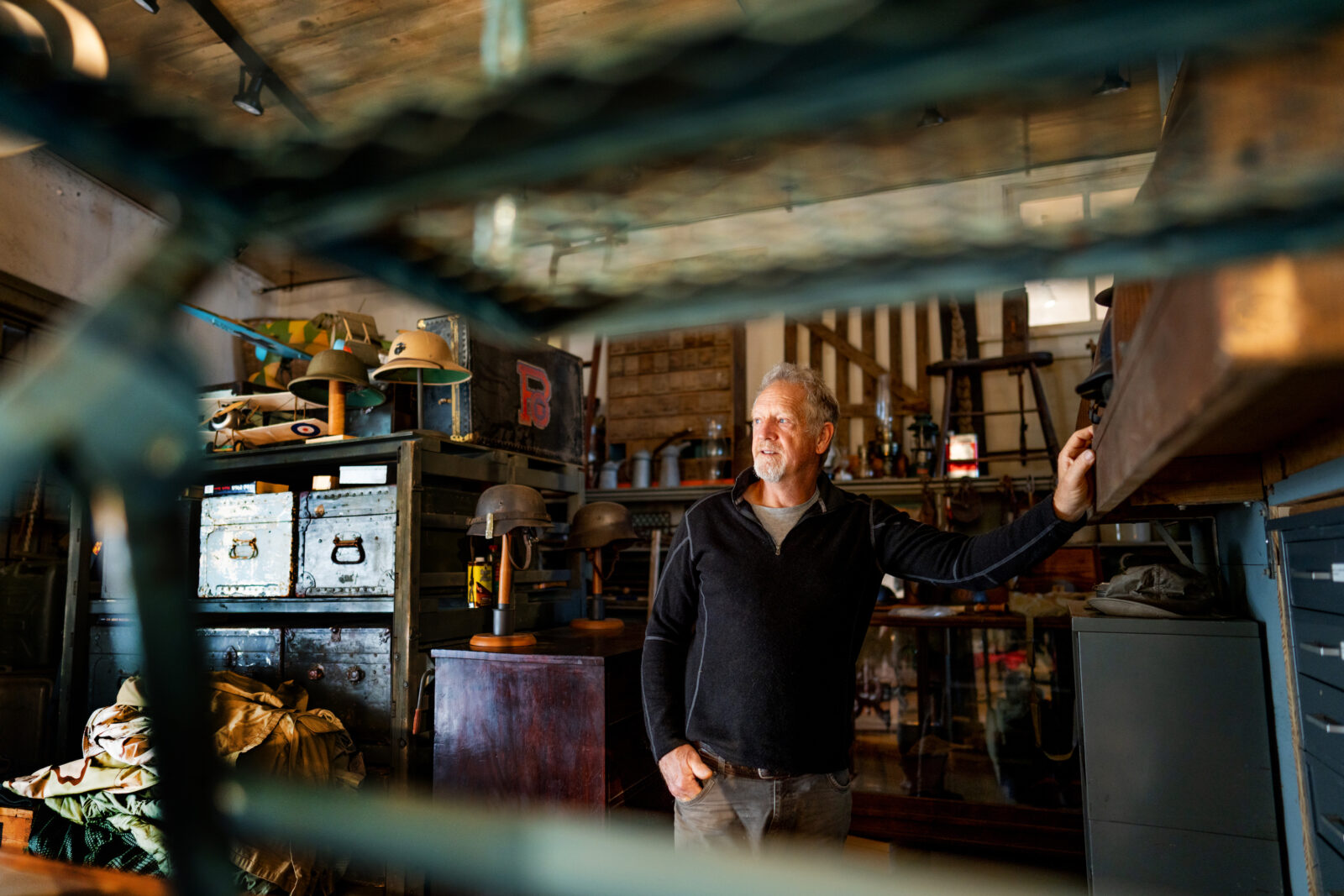 A man stands in an art studio