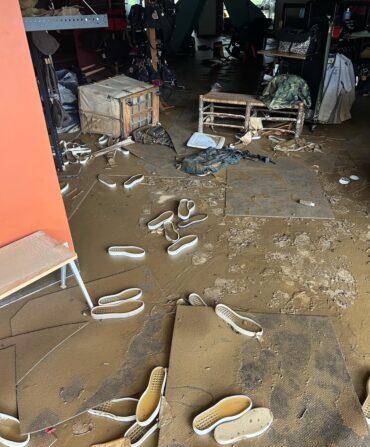 Damage after hurricane helene in an office