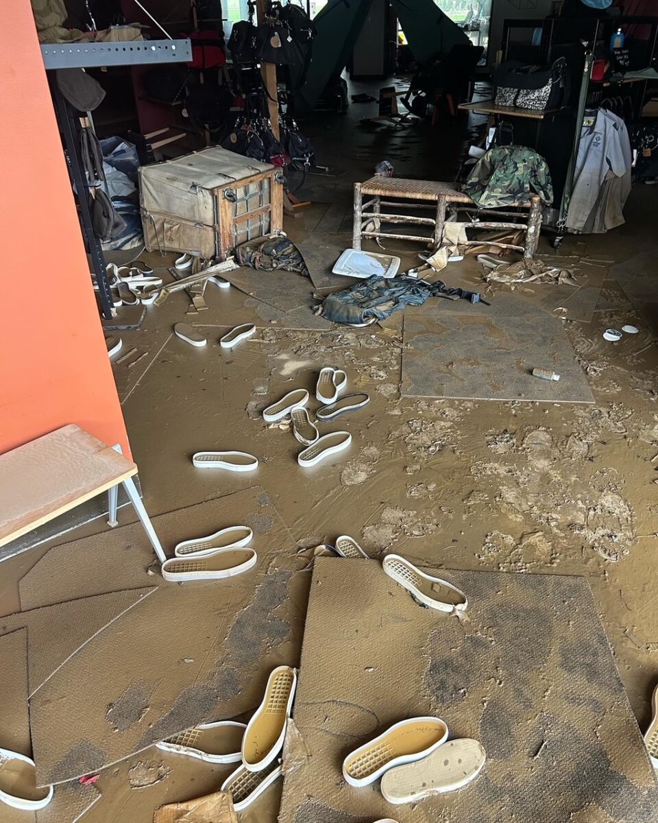 Damage after hurricane helene in an office