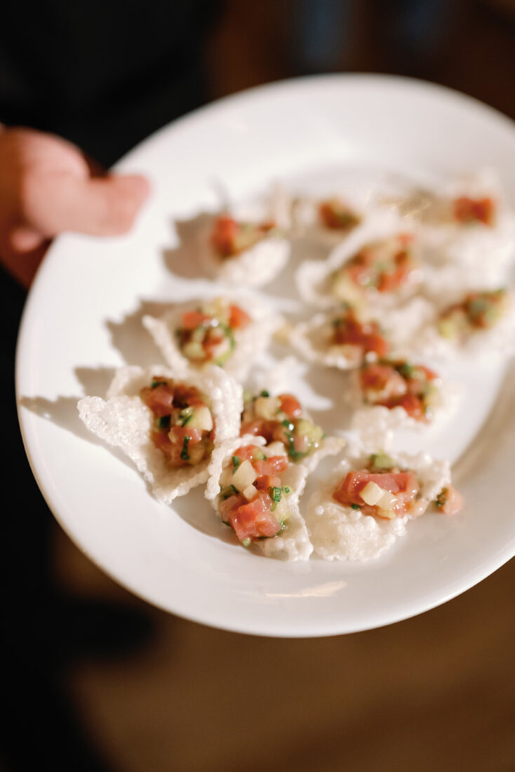 Tuna Tartare on rice paper.