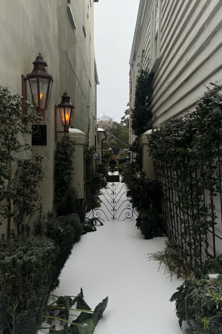A snow-covered alley