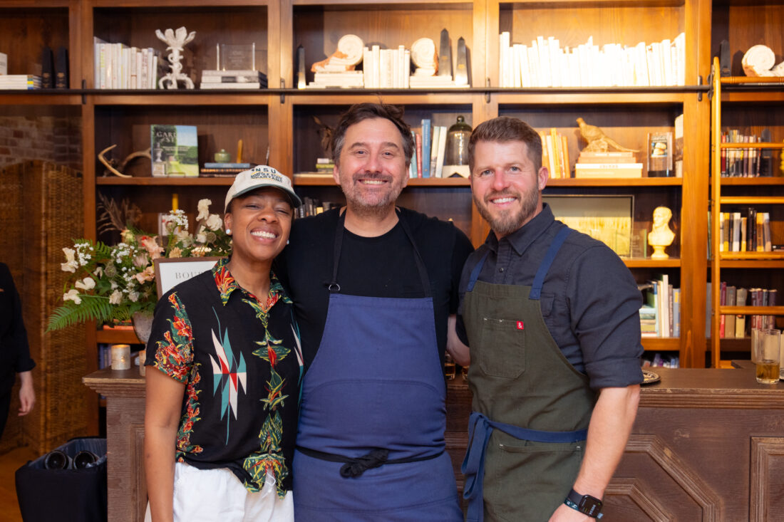 The featured chefs of the evening: Ashleigh Shanti, Daniel Heinze, and David Bancroft.