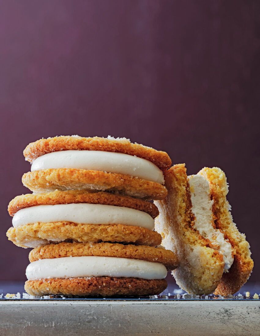 A stack of cookie sandwiches
