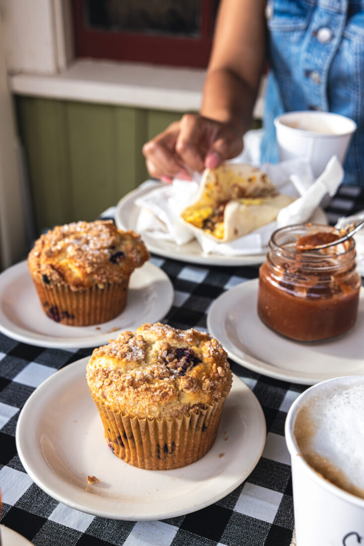 Plates of muffins