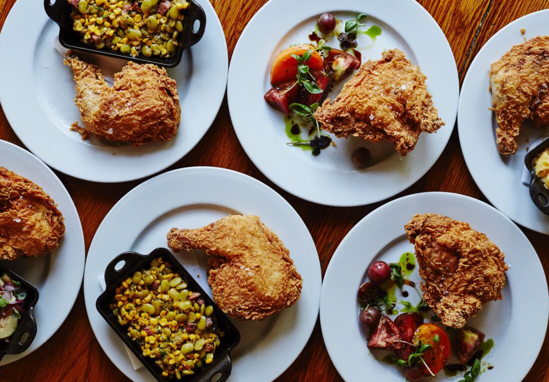 Plates of fried chicken