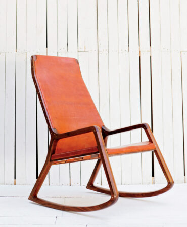 A wooden rocking chair