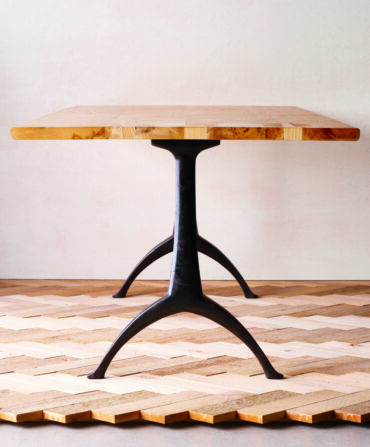 A planked dining table