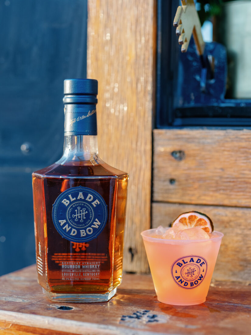 The Old-Fashioned Paloma, comprised of Blade and Bow Kentucky Straight Bourbon Whiskey, bitters, grapefruit soda, and lime.