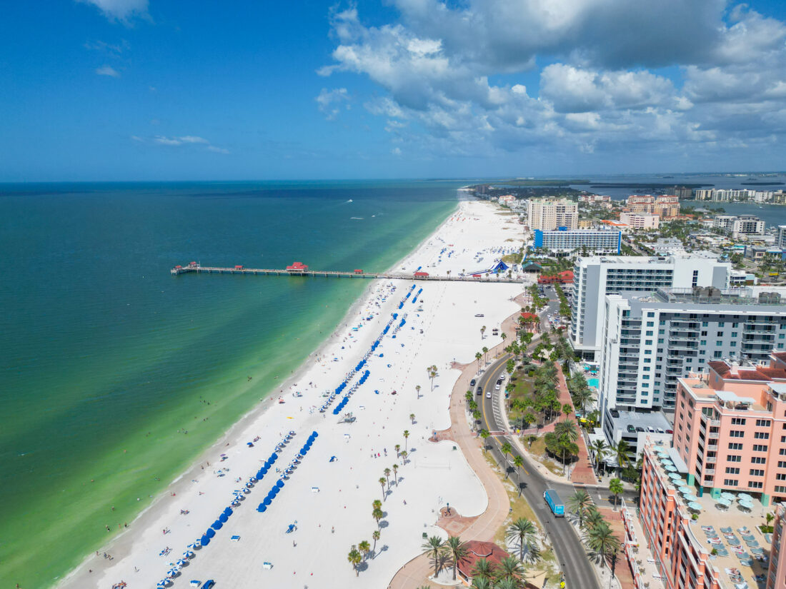 An aerial view of Clearwater Beach