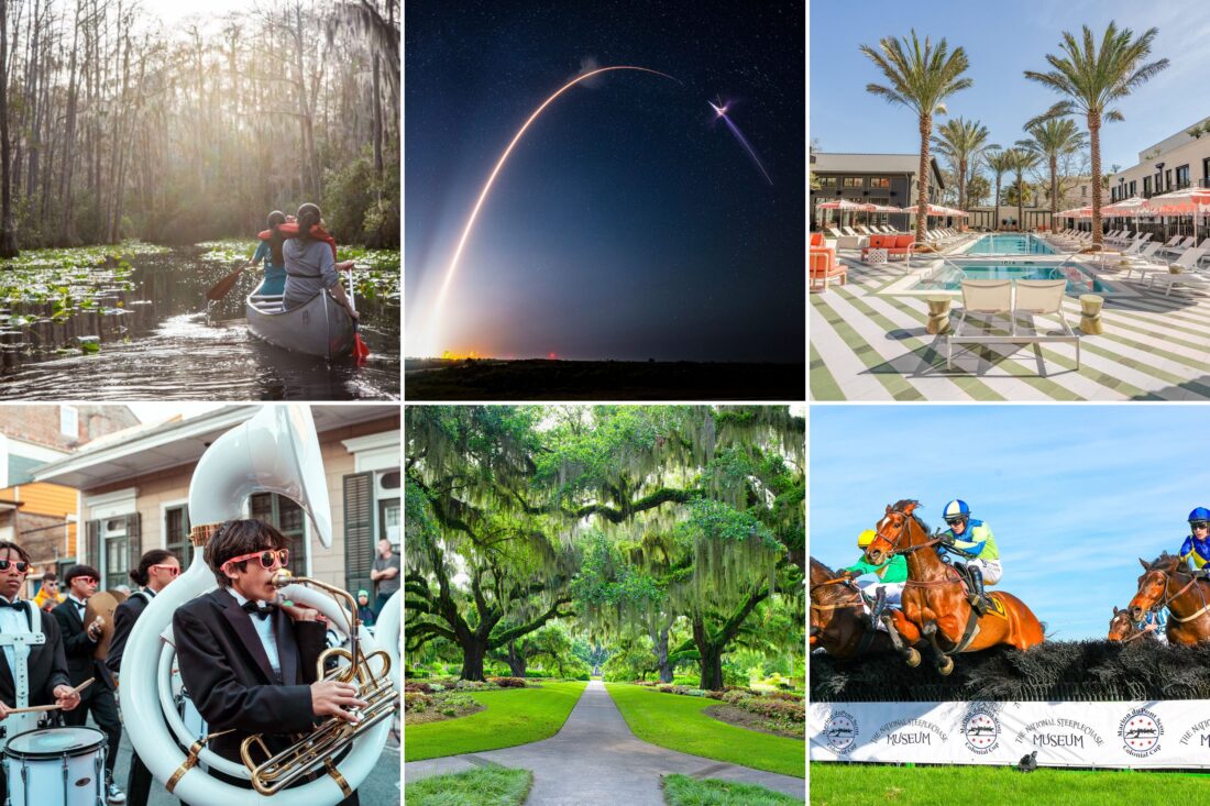 A collage of places to visit in the South