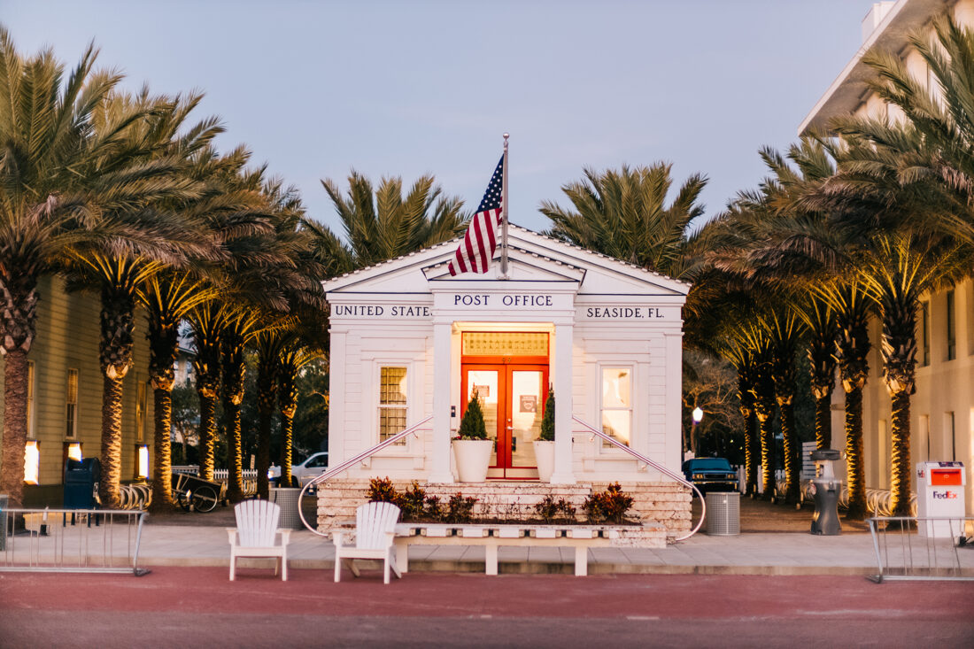 A post office building in downtown Seaside, Florida
