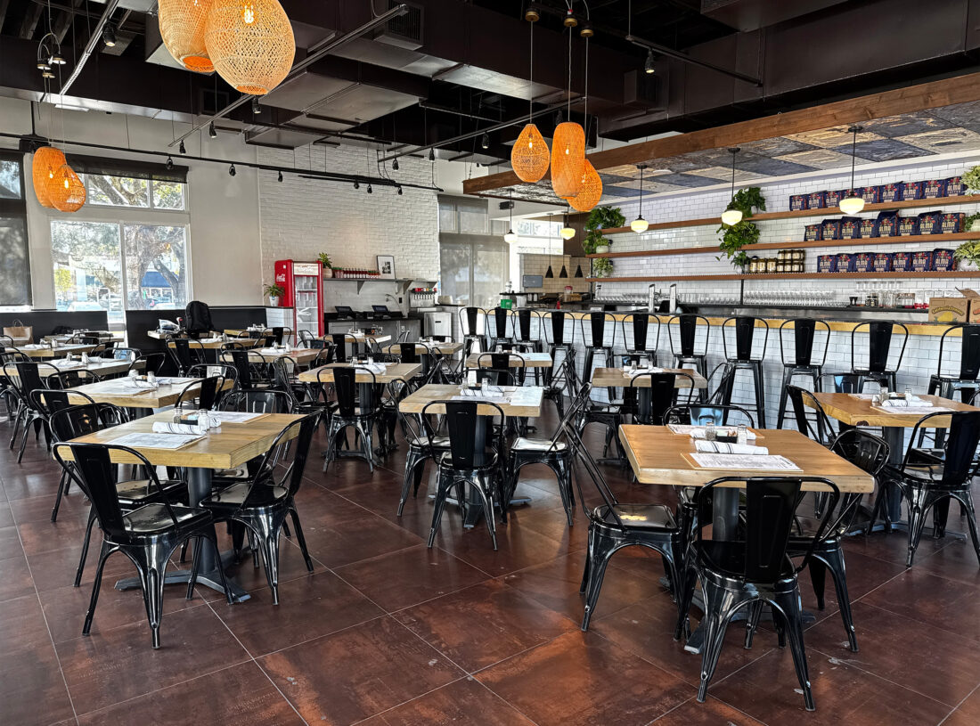 Inside a restaurant dining room
