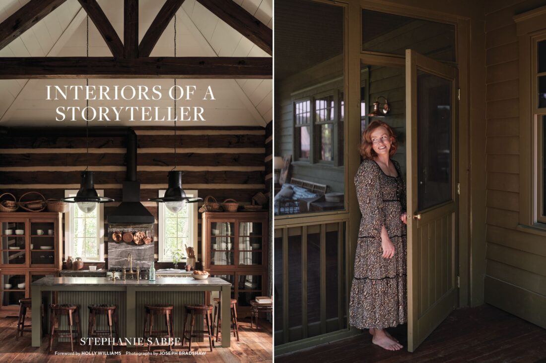 A cover of a book; a woman stands in a doorway