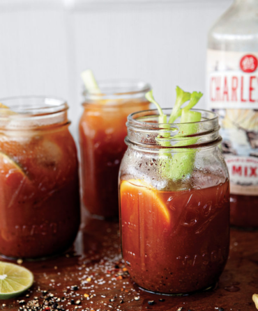 A Bloody Mary cocktail in a jar