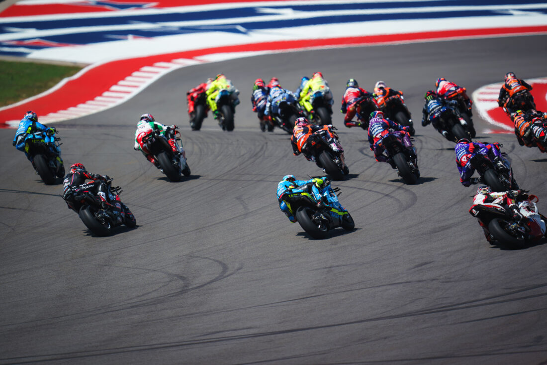 MotoGP riders on a track