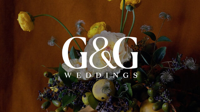 A vase of flowers, with the text G&G Weddings on the image