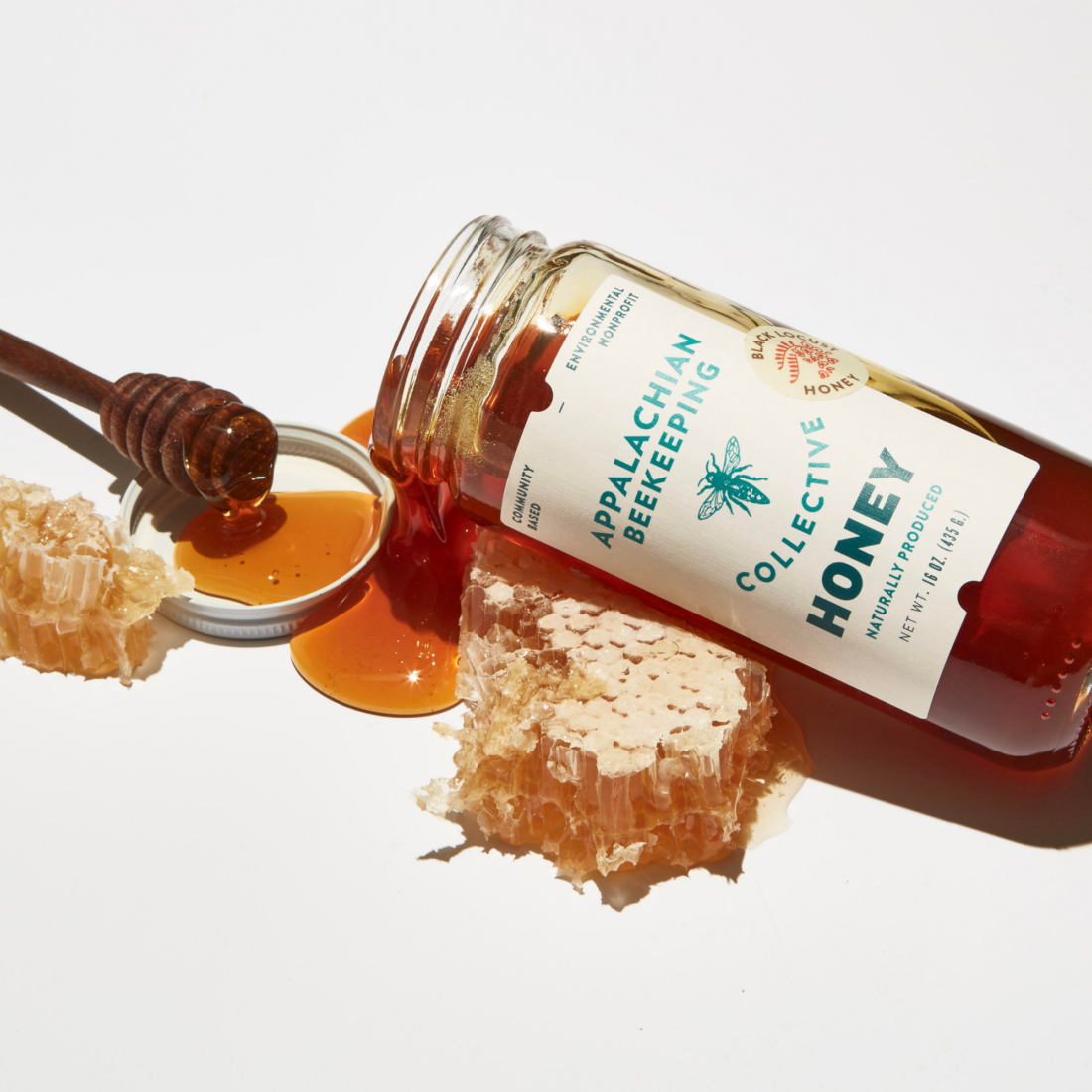 An open jar of honey
