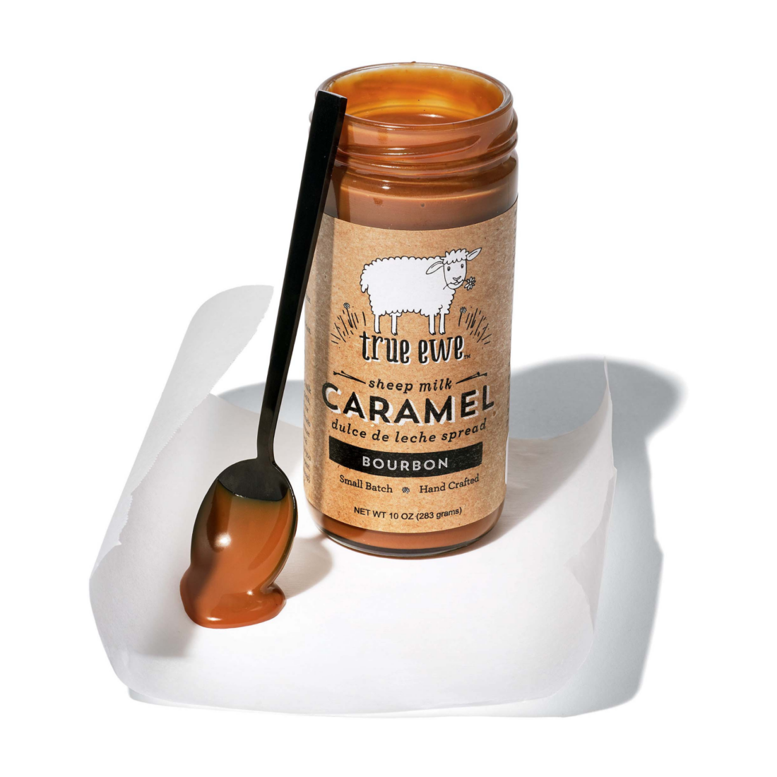 A jar of caramel sauce