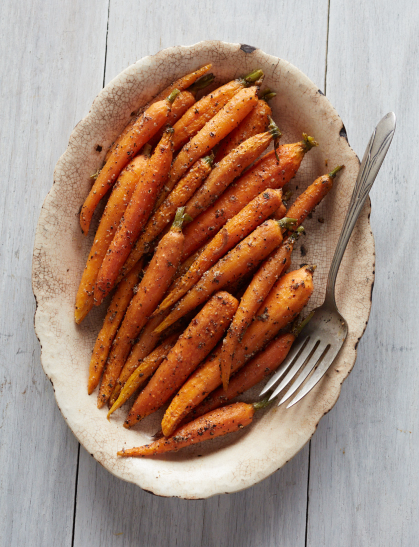 A dish of roasted carrots