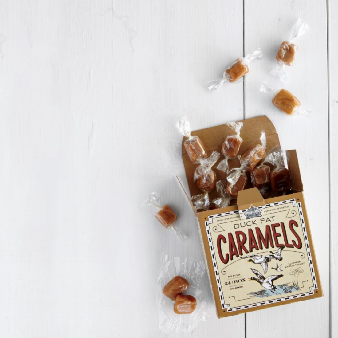 An open box of caramels