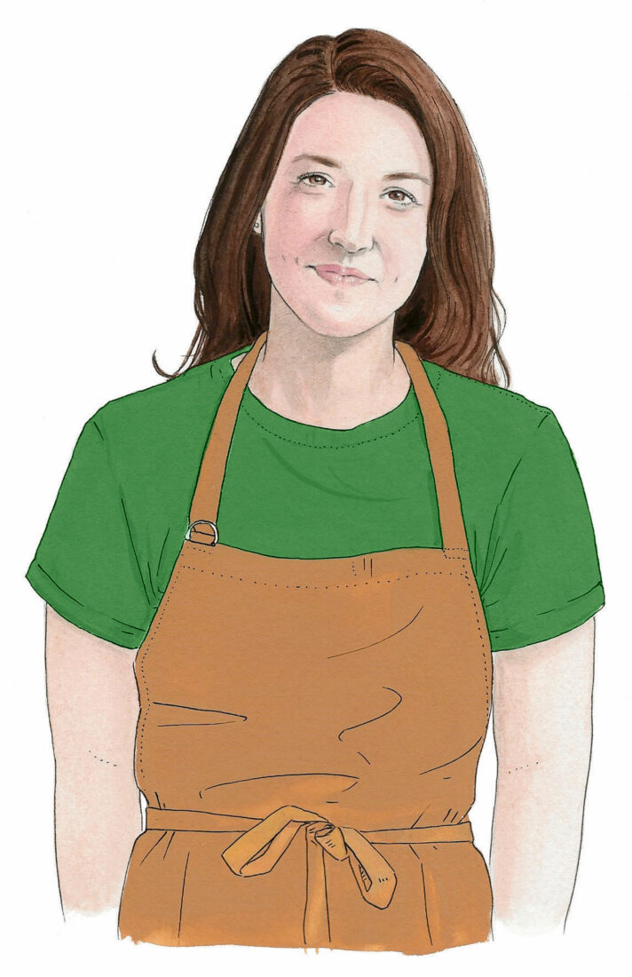 An illustration of a woman wearing an apron