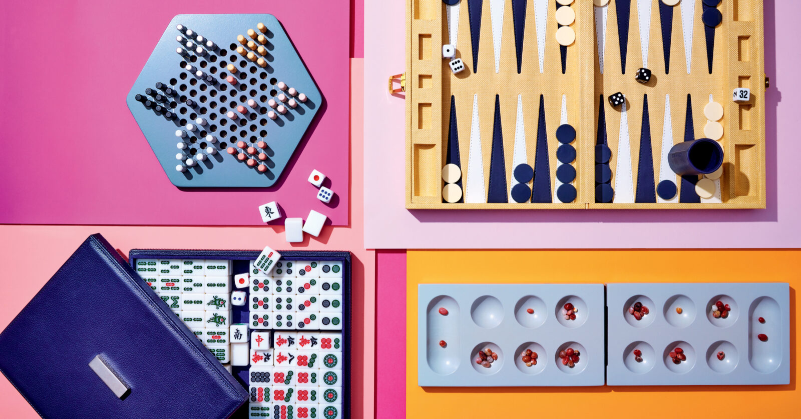 A spread of board games