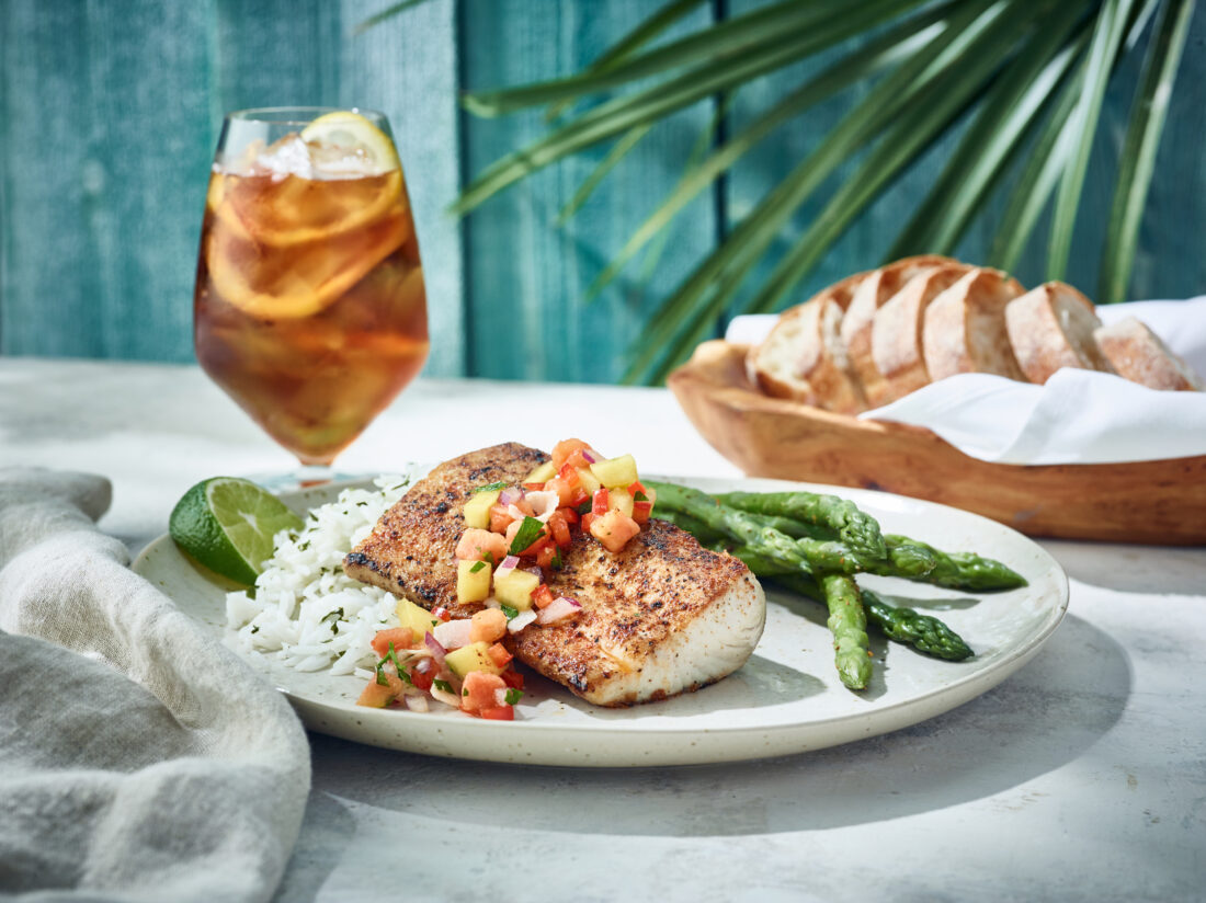 Grilled grouper on a plate