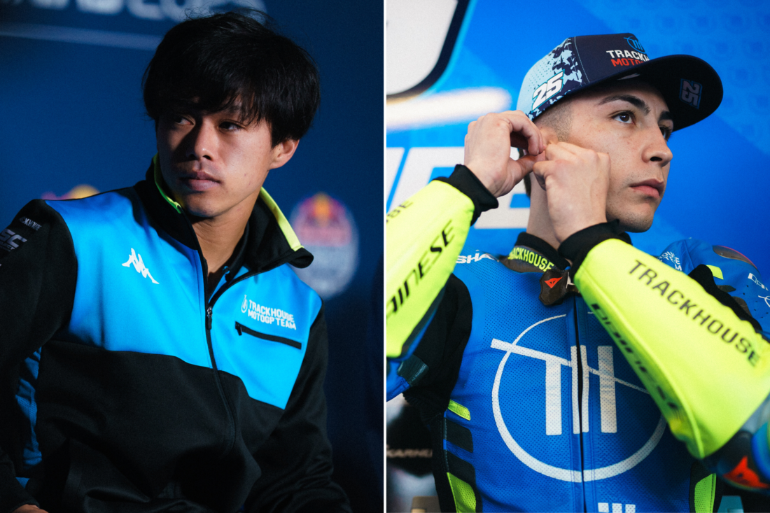 Two photos of MotoGP riders