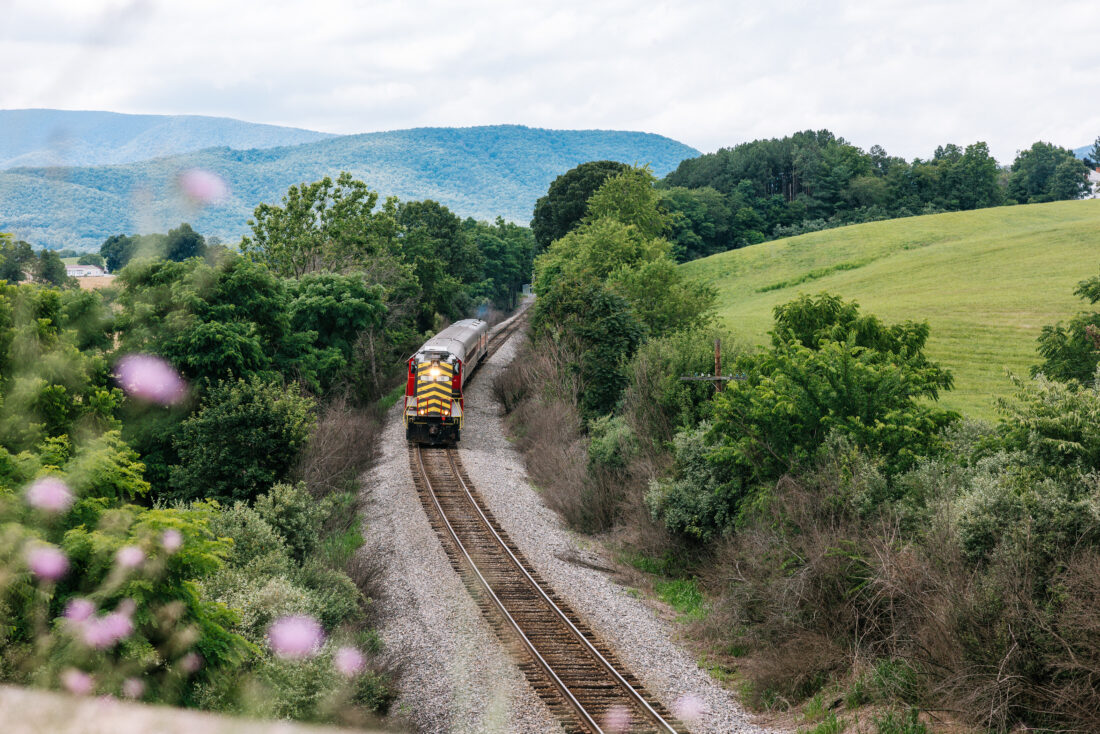 A train passing through Virginia's landscape