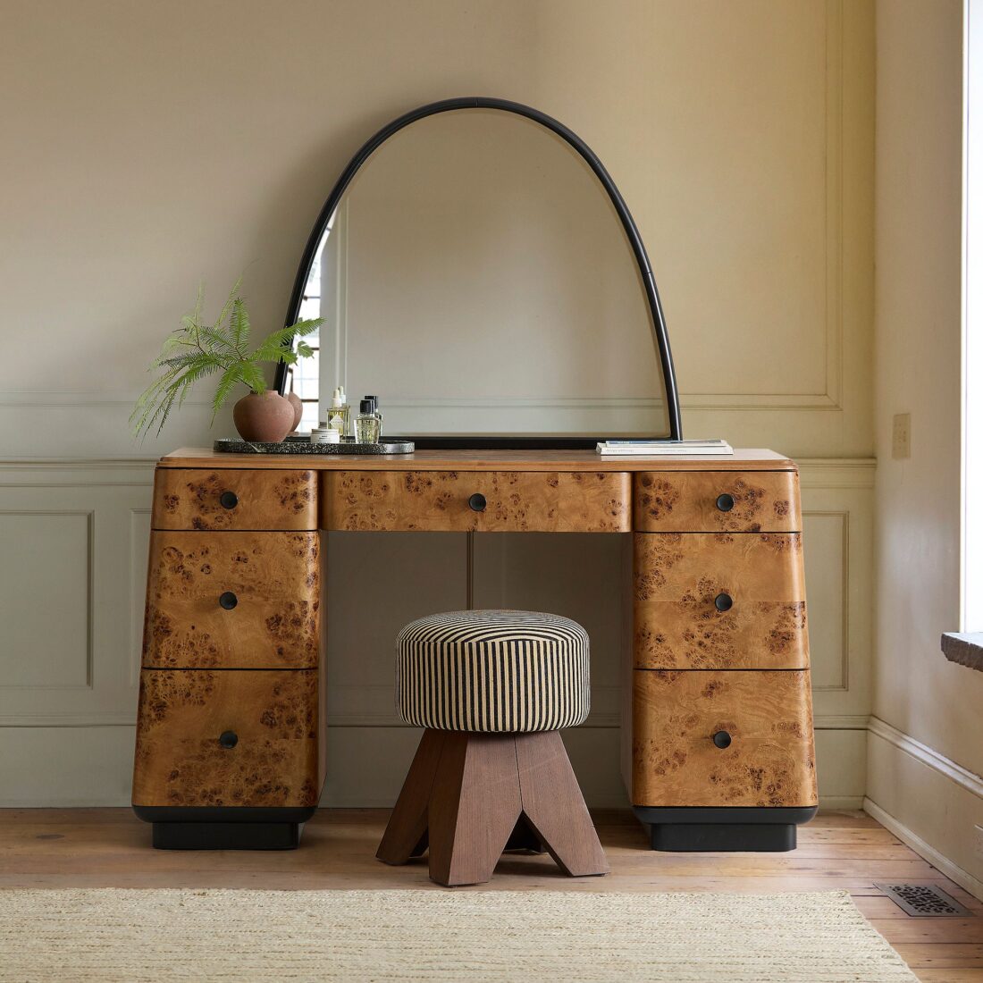 A burlwood vanity