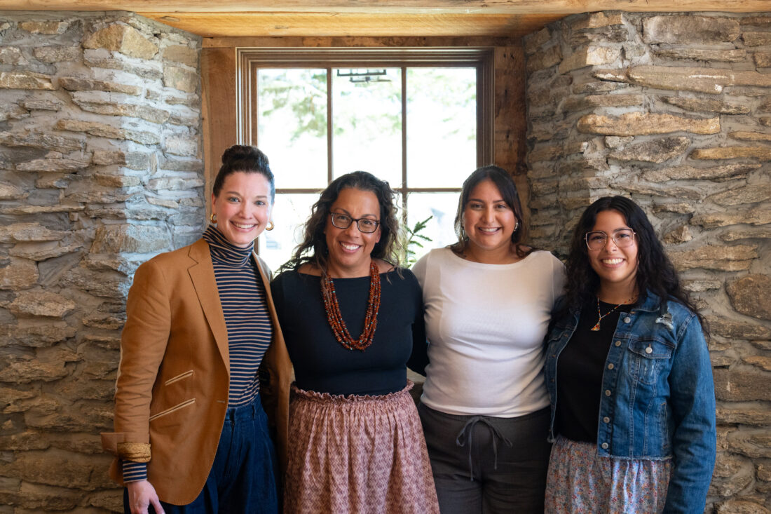 Amanda Heckert (left), G&G executive editor, leads a conversation on the culture of the Eastern Band of Cherokee Indians with Museum of the Cherokee People’s Shana Bushyhead Condill, the organization’s executive director, S. Dakota Brown, director of education, and artist Nola Pina.