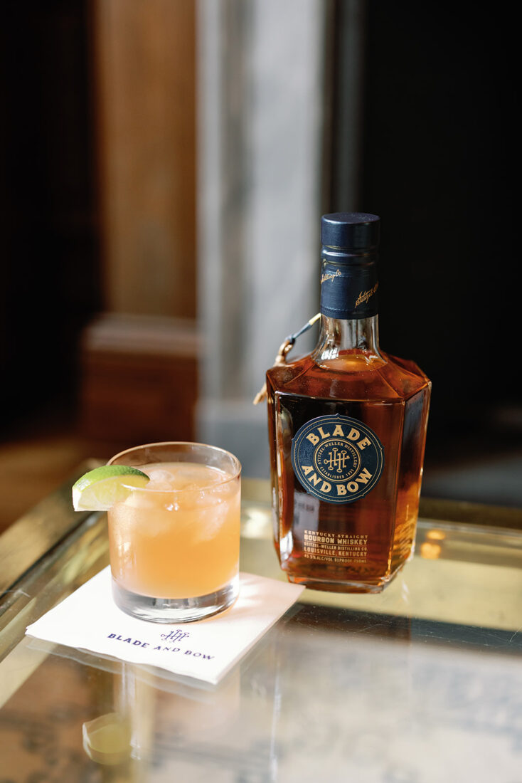 The Old Fashioned Paloma: Blade and Bow bourbon, grapefruit soda, bitters, and lime juice.