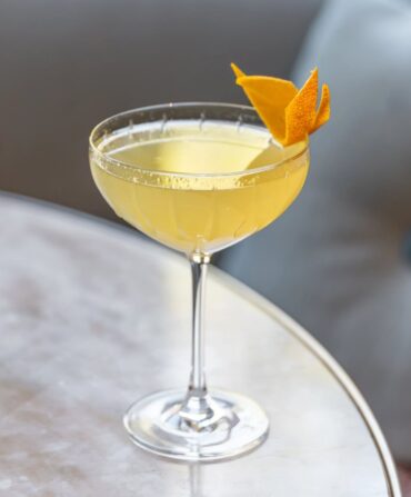 A cocktail on a table