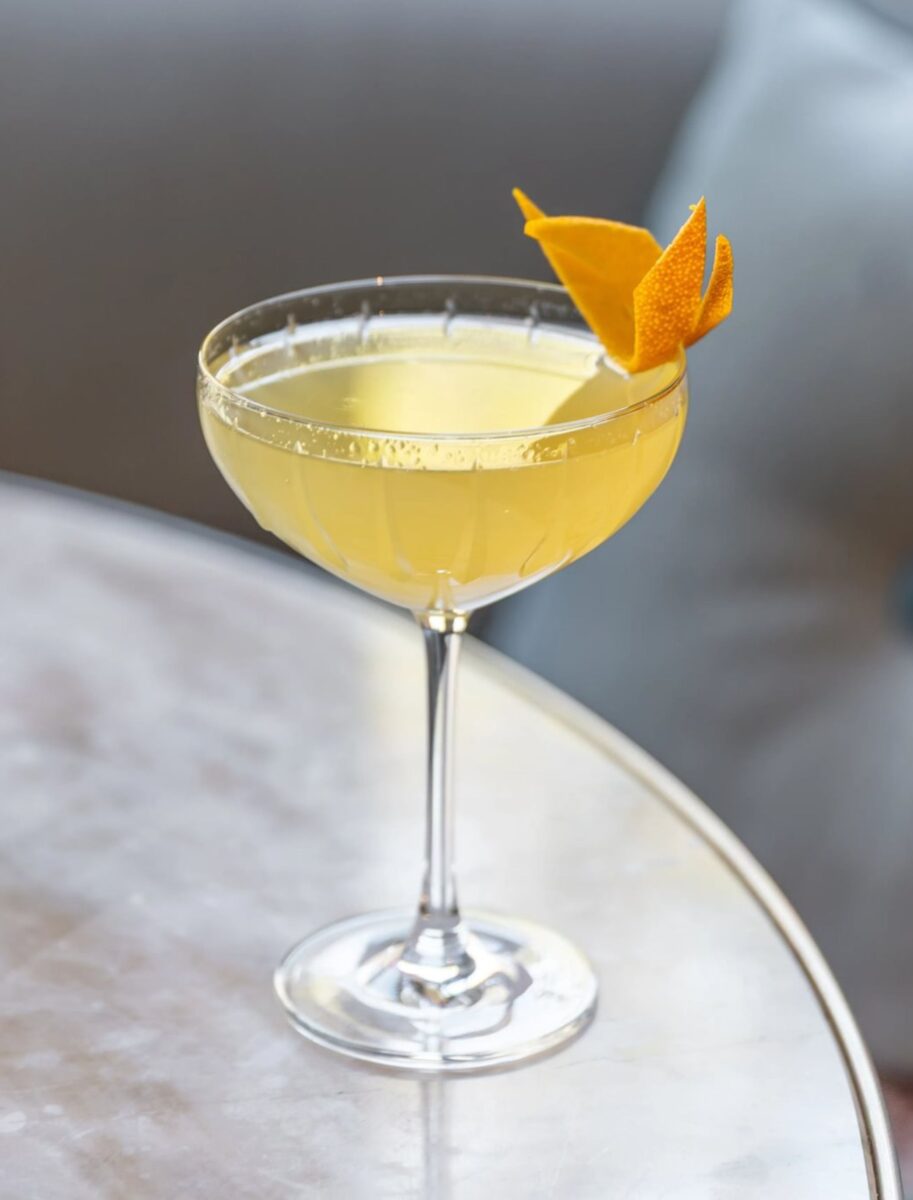 A cocktail on a table