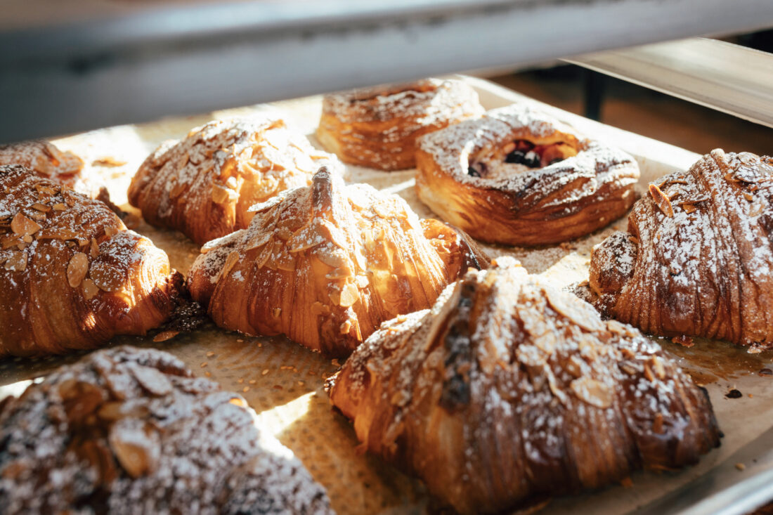 Almond croissants and blueberry Danish.