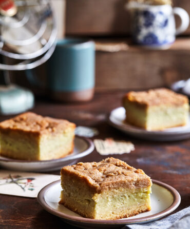 Slices of cake on plates