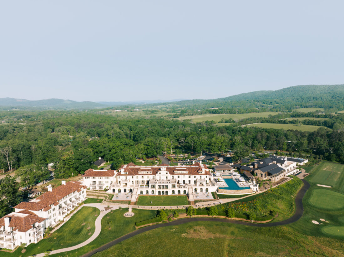 An Italianate mansion-resort in a mountain landscape