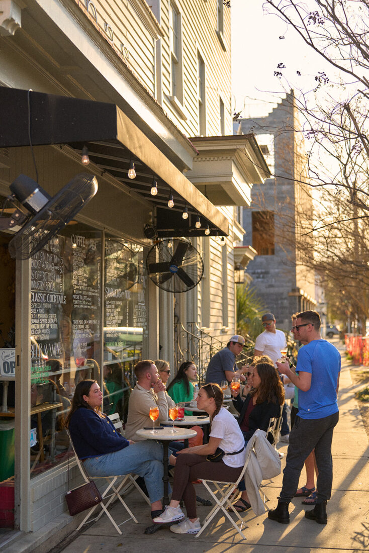 Cafe tables outside a restaurant